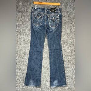 Miss Me Women's Boot Cut Jeans - Blue with Embellished Pockets 29x33 JPW4896EC